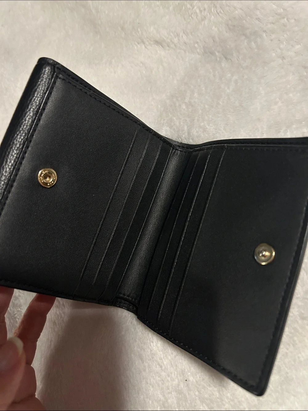 Coach Black Pebbled Leather Wallet with Gold Coach Horse & Carriage Emblem - Picture 3 of 4